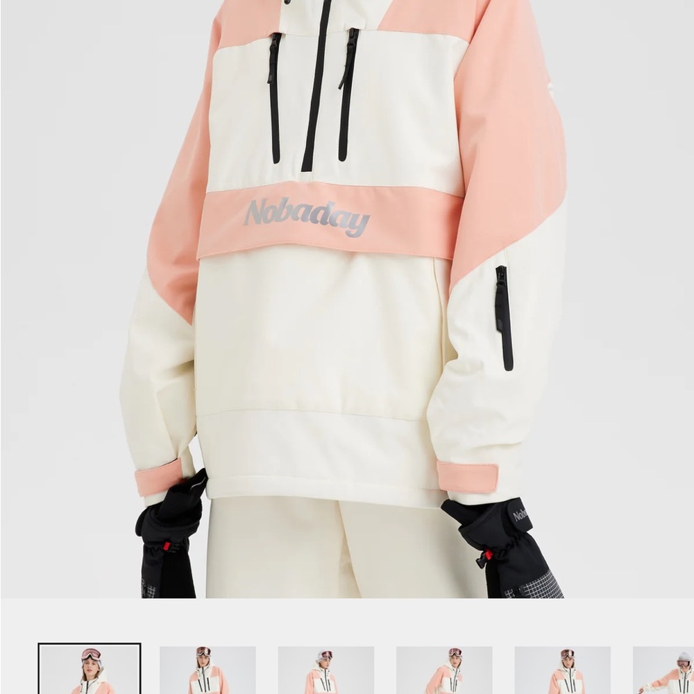NOBADAY Women's Blush and Cream Ski Jacket Never Worn
